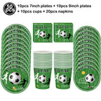 Soccer Theme Disposable Tableware Set Paper Plates Cups Napkins Tablecloth Boys Sports Football Birthday Party Decor Supplies