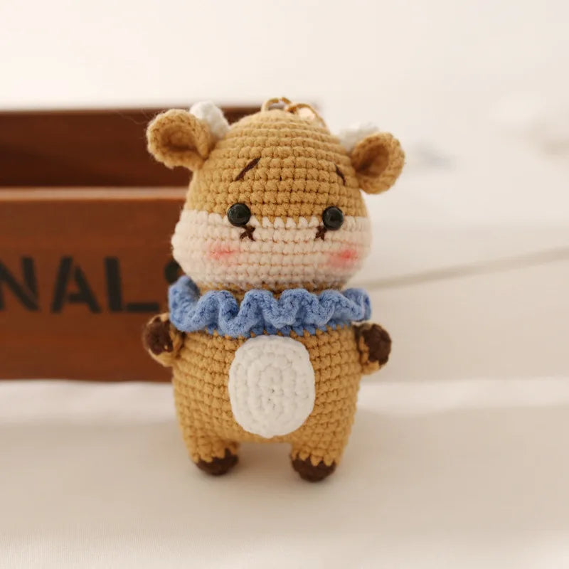 Cute Rabbit Doll Crochet Keyrings Handmaking Knitting Rabbit Keychains Cartoon Carrot Rabbit Keyrings Pendant Custom Accessories