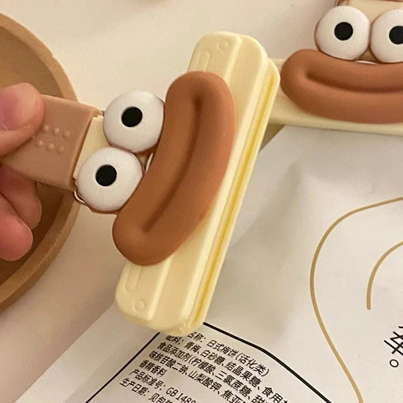 3pcs Creative Face Bag Sealing Clip Food Snack Clip Kitchen Tools Decorative Small Clip Refrigerator Plastic Food Bag Storage