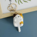 Handmaking Crochet Kitten Keyrings Cute Smiling Cat Doll Crochet Keychain Cartoon Kitten Series Knitting Doll Keychain Custom