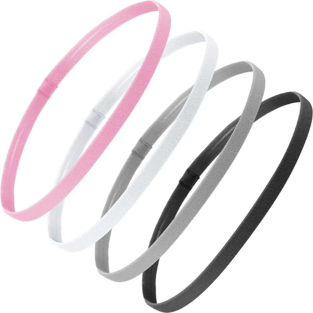 4PCS Unisex Sports Thin Headband Non-Slip Elastic Women Men Yoga Hair Bands Sweatband Football Running Biking Sports Hairband