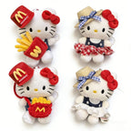 Hello Kitty  10Cm Keychain Plush Straw Hat Doll Kawaii Pendant Anime Cartoon Plushie Toy Christmas Gifts For Children