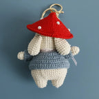 Cute Mushroom Rabbit Crochet Keychains Handmaking Crochet Cartoon Rabbit Doll Keyring For Bag Pendant Knitted Animal Doll Custom