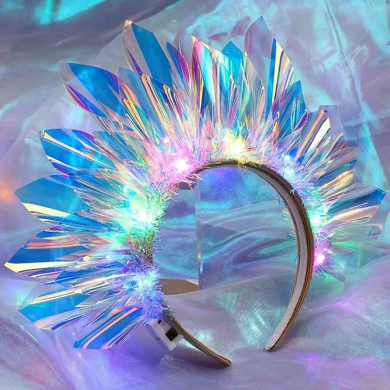 1-10PCS LED Light Up Headband Glowing Crown Hairband Flashing Headdress Luminous Cosplay Party Headwear for Nightclub and Events