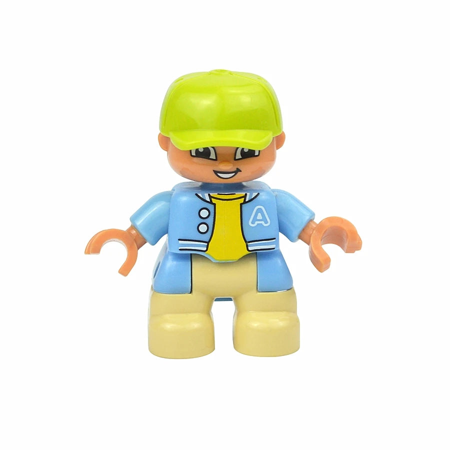 Big Size Figures Building Block Doll Family Farmer Pirate Worker Doctor Policemen Large Brick Compatible Build House Duploes Toy