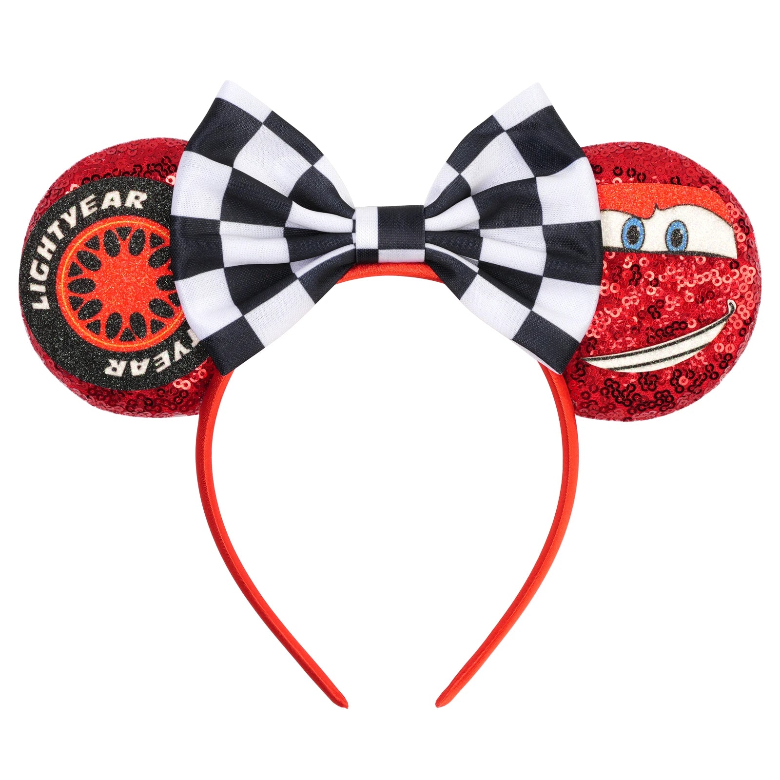 Disney Pixar Cars Kawaii Ear Headbands for Adults Lightning McQueen Hairband Cars on The Road Headwear Girl Bow Hair Accessories