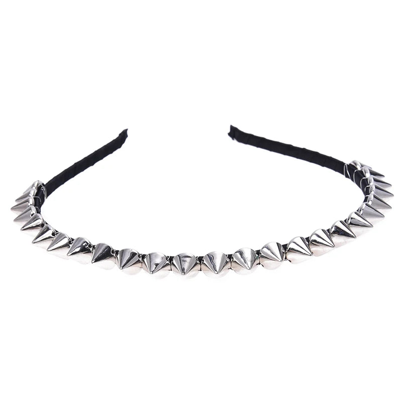 Silver Metal Stud Rivet Spike Headband Hair Head Band Aliceband Punk Girl