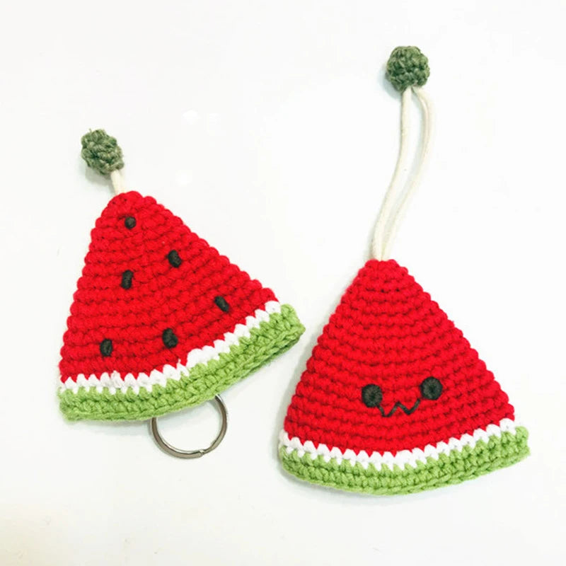 Cute Crochet Cactus Keychain For Keys Storage Bag Keyring Knitting Ladybug Bag Keyrings Wholesale Custom Car Keychain Accessory