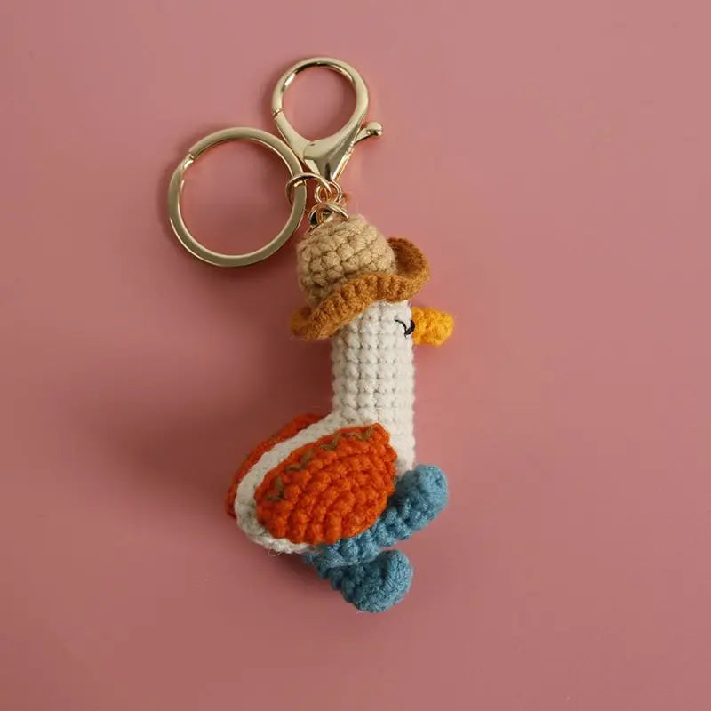 Cute Parrot Series Handmake Crochet Keychain Creative Small Bird Doll Keyring Gifts Knitted Parrot Keychain Custom Accessories