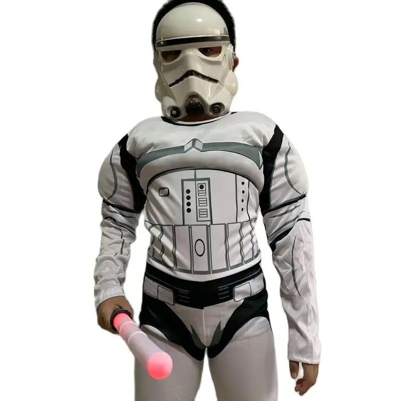Boys' Black Warrior Costume Storm Trooper Darth Vader Anakin Skywalker Girl Wars Rey Cosplay party costume clothing cape mask