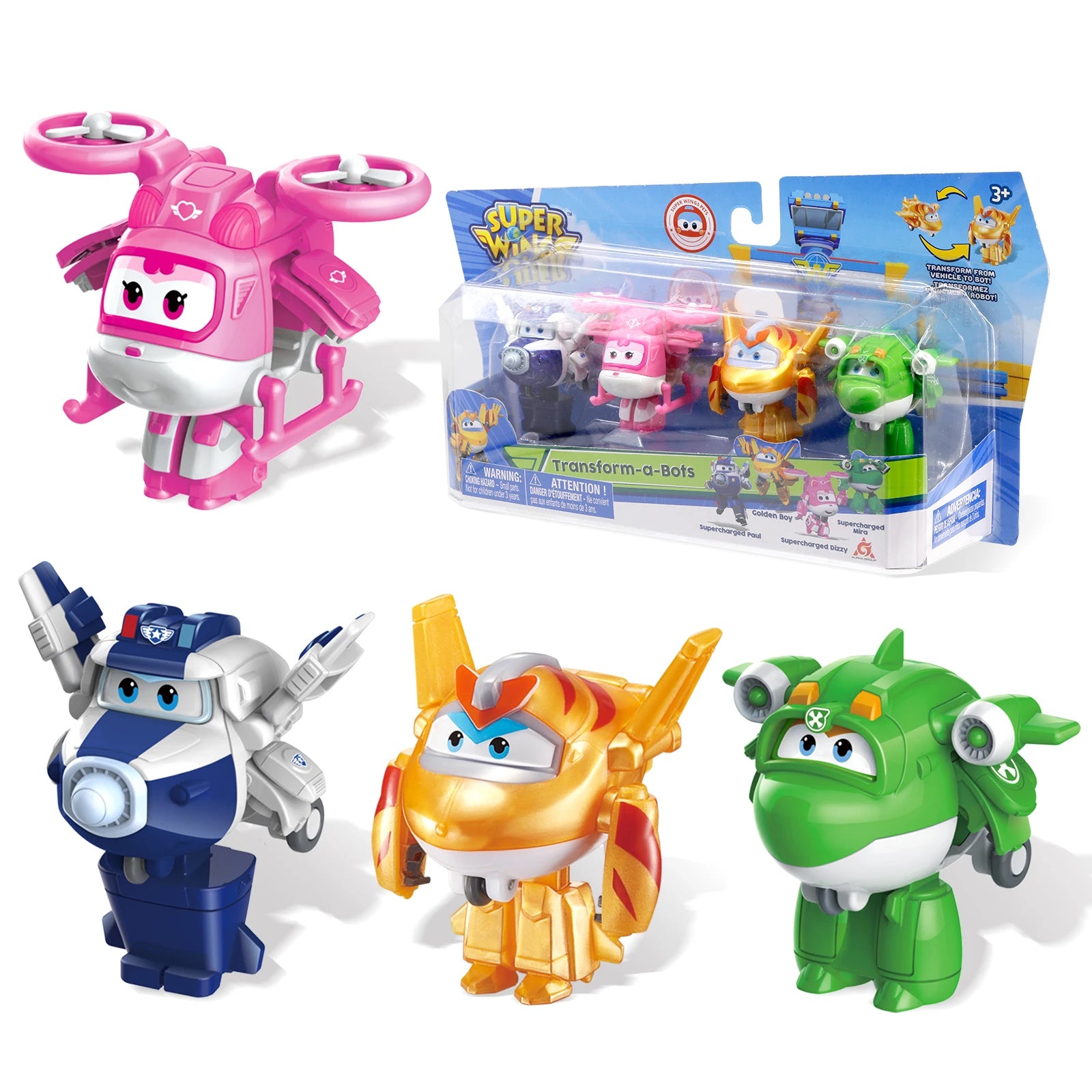 Super Wings Toys, Transformable Toys 2 Inch, Airplane Toy for Kids 3-5 Years Old, 15 Packs Transforming Jet Playset, Real Mobile