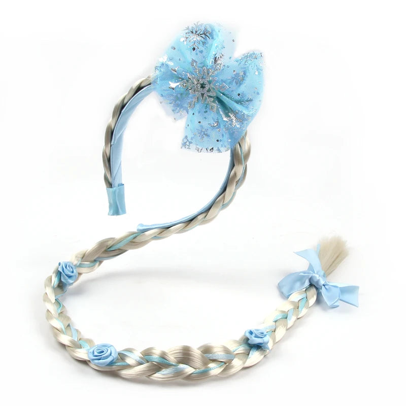 New Frozen Series Elsa Headband For Girls Snow Wig Braid Rhinestones Crown Hairband Birthday Party Princess DIY Hair Accessories