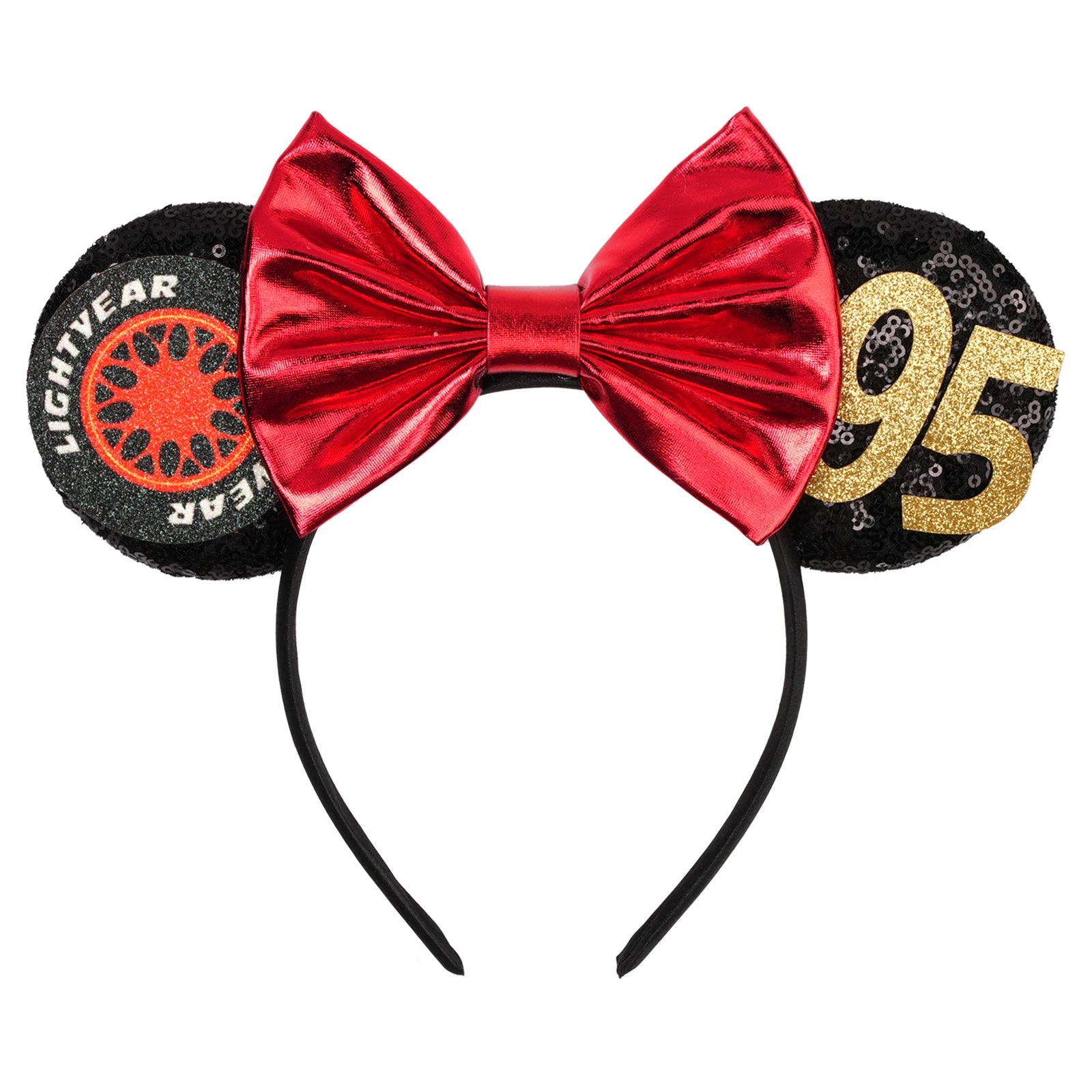 Disney Anime Cars Ears Headbands Women Sequins Bow Hairband Girls Pixar 95 Lightning McQueen Hair Accessories Kids Headwear Gift