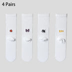 4 Pairs Men's Cotton Work Socks Long Running Breathable Ankle Crew Socks Casual Socks for Men Cycling Socks
