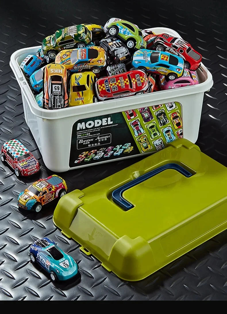 30 - 50PCS Mini Alloy Cars Model Set with Storage Box Diecast Pull-Back Vehicle Toys for Boys, Gift for Christmas, Birthday Gift