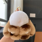 Plush Key Chains Bag Hanging Pendant Car Key Ring Mini Rabbit Hair Bow Bag Strap Cute Bunny Couple Keychain