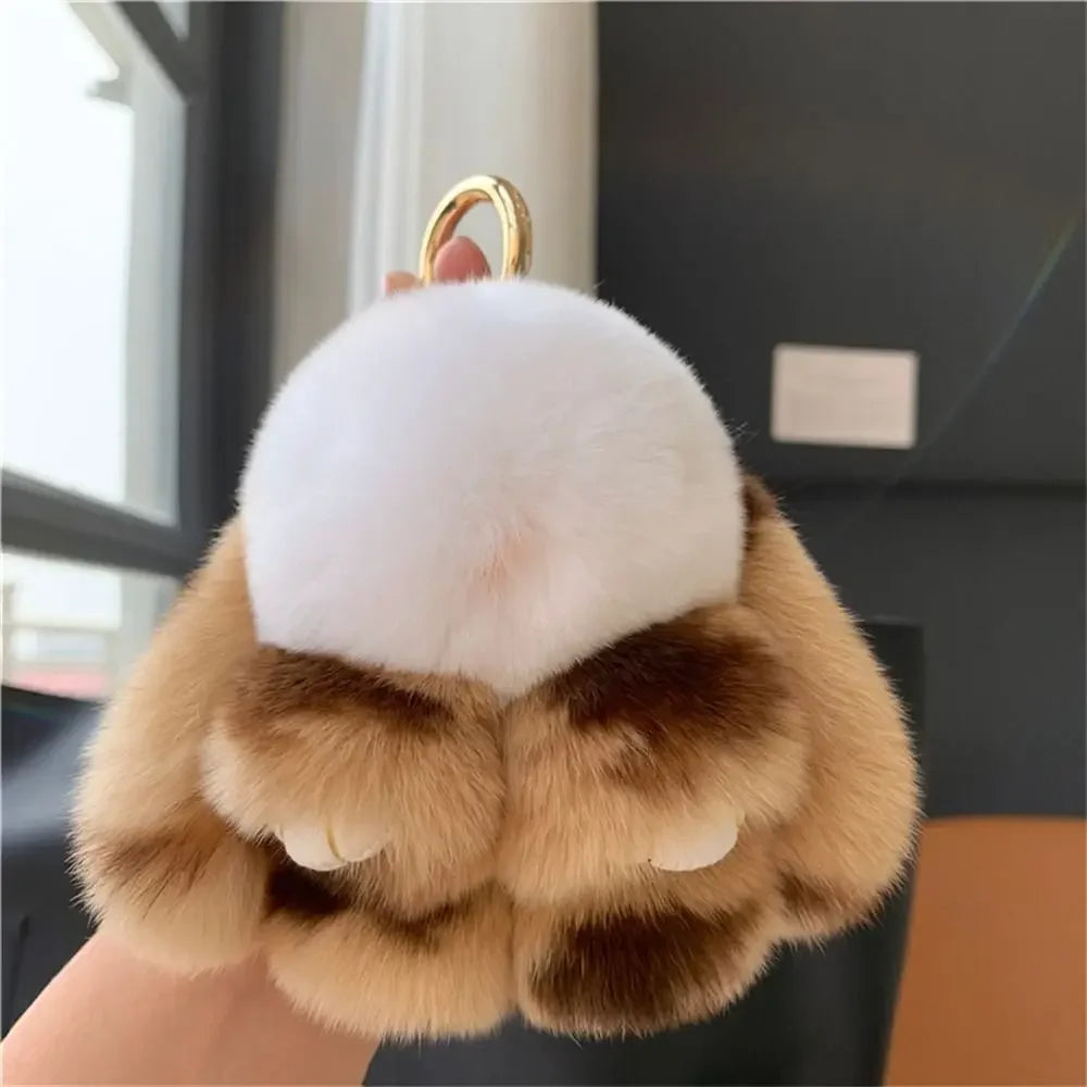Plush Key Chains Bag Hanging Pendant Car Key Ring Mini Rabbit Hair Bow Bag Strap Cute Bunny Couple Keychain