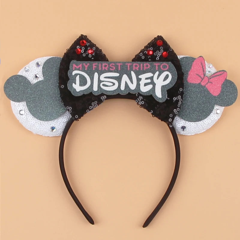 2026 Trip Mouse Ears Headband for Girls Women Sequin Castle 5"Bow Hairband Festival Party Cosplay DIY Hair Accessories