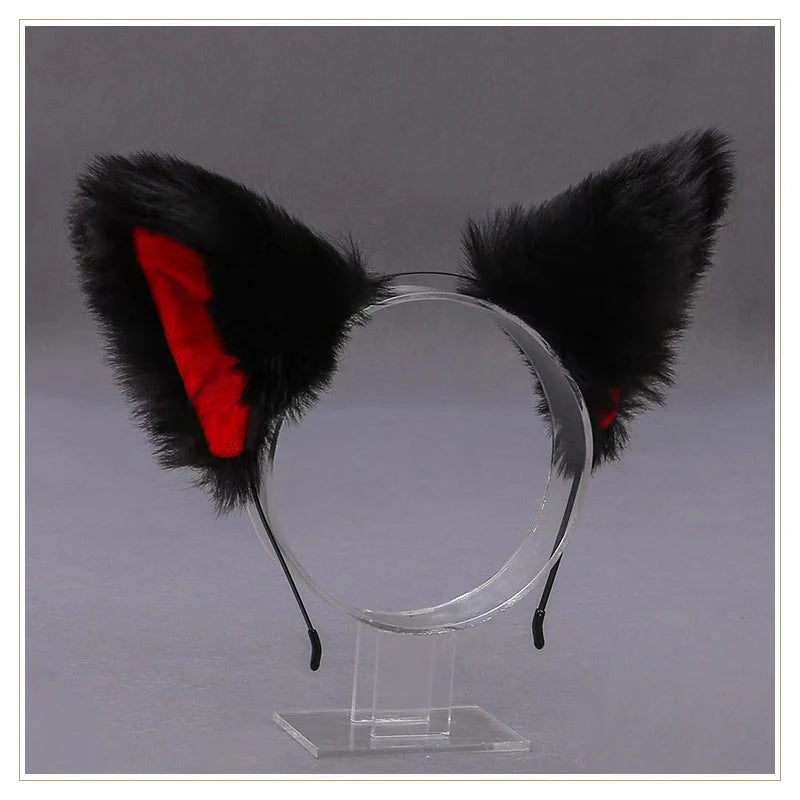 Lolita Animal Cat Fox Ear Hair Hoops Cosplay Girls Halloween Anime Headbands Headwear Hair Accessories