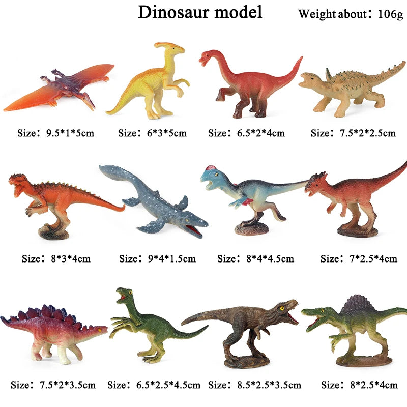 Oenux Montessori Miniature Lion Shark Horse Dinosaur Animals Model Set Action Figures Figurine Zoo Cute Education Kids Toy Gift