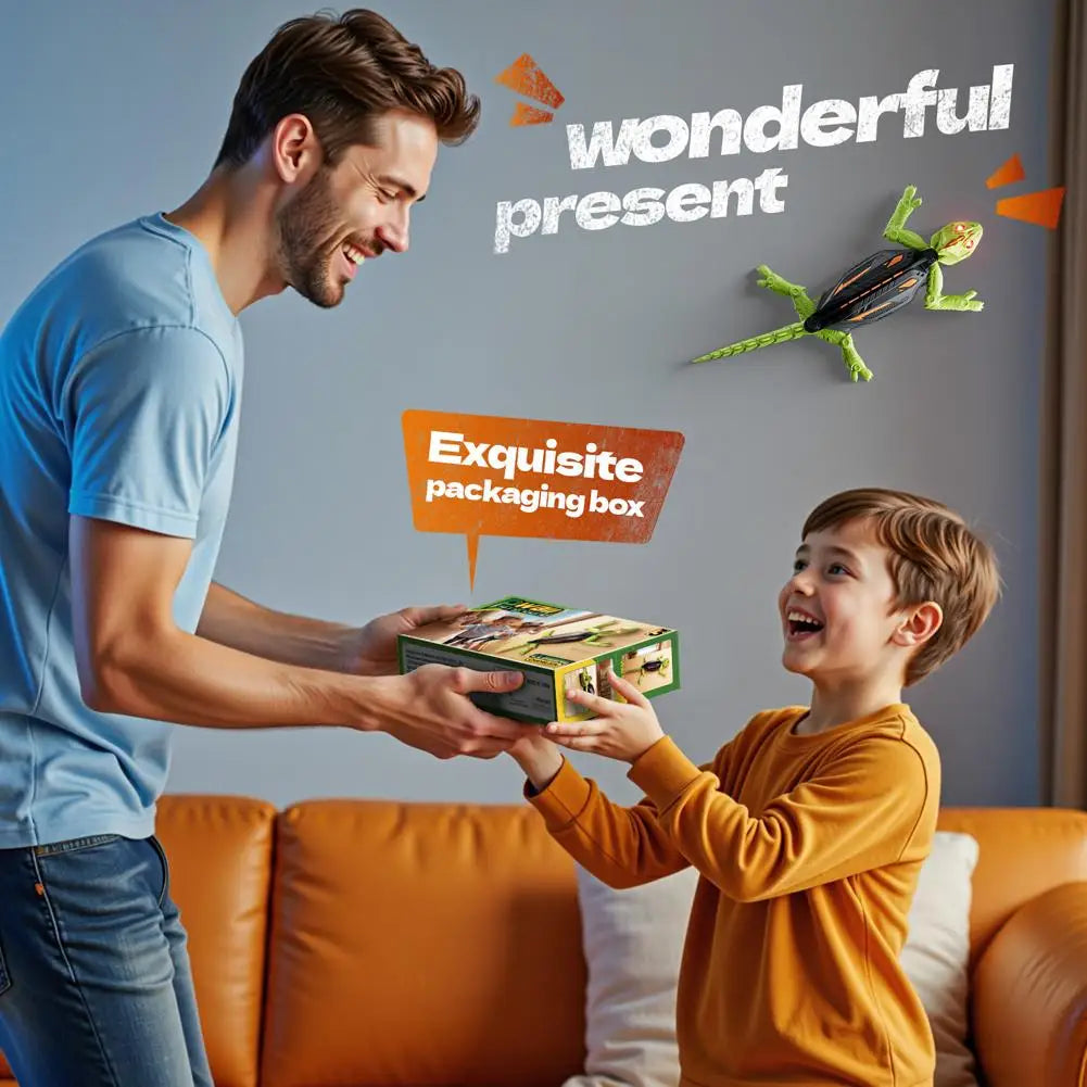 Realistic Biomimetic RC Wall Climbing Lizard Robot Toy, Remote Control Gecko that Climbs Glass & Smooth Walls for Children