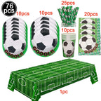 Soccer Theme Disposable Tableware Set Paper Plates Cups Napkins Tablecloth Boys Sports Football Birthday Party Decor Supplies