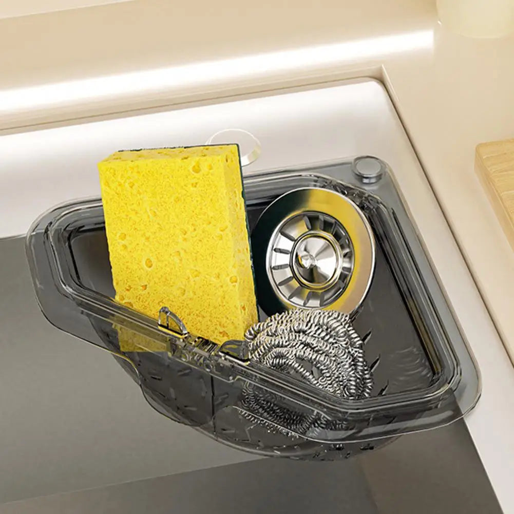Magnetic Sink Strainer Triangle Drain Basket Food Catcher Kitchen Scrap Filter Vegetable Fruit Waste Drainage Corner Basket