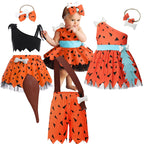 Halloween Caveman Dress For Girls Boys Clothes Off Shoulder Dog Bones Dresses Historical Stone Age Party Kids Halloween Costume