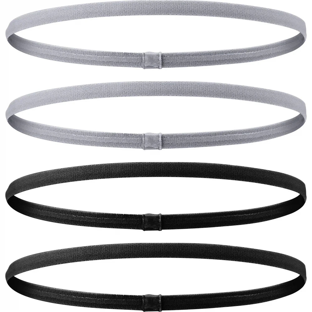 4PCS Unisex Sports Thin Headband Non-Slip Elastic Women Men Yoga Hair Bands Sweatband Football Running Biking Sports Hairband
