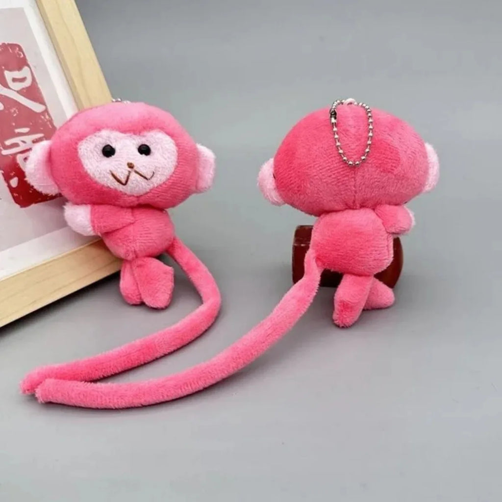 Long Tailed Monkey Keychain Cartoon Plush DIY Doll Pendant Backpack Accessory Gift for Children Girls