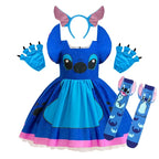 Girls Stitch Cosplay Dress Cute Cartoon Disney Movie Style Costume for Halloween Carnival Stage Performances & Kids' Dress-Up