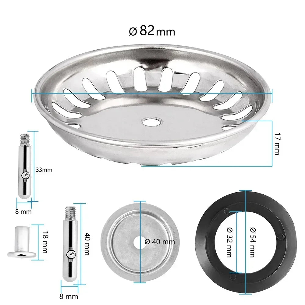 Kitchen Sink Strainer Stainless Steel 80/82/84 Mm Household Water Basin Sink Drainer Strainer Basket Waste Plug Stopper Filter