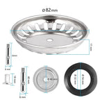 Kitchen Sink Strainer Stainless Steel 80/82/84 Mm Household Water Basin Sink Drainer Strainer Basket Waste Plug Stopper Filter