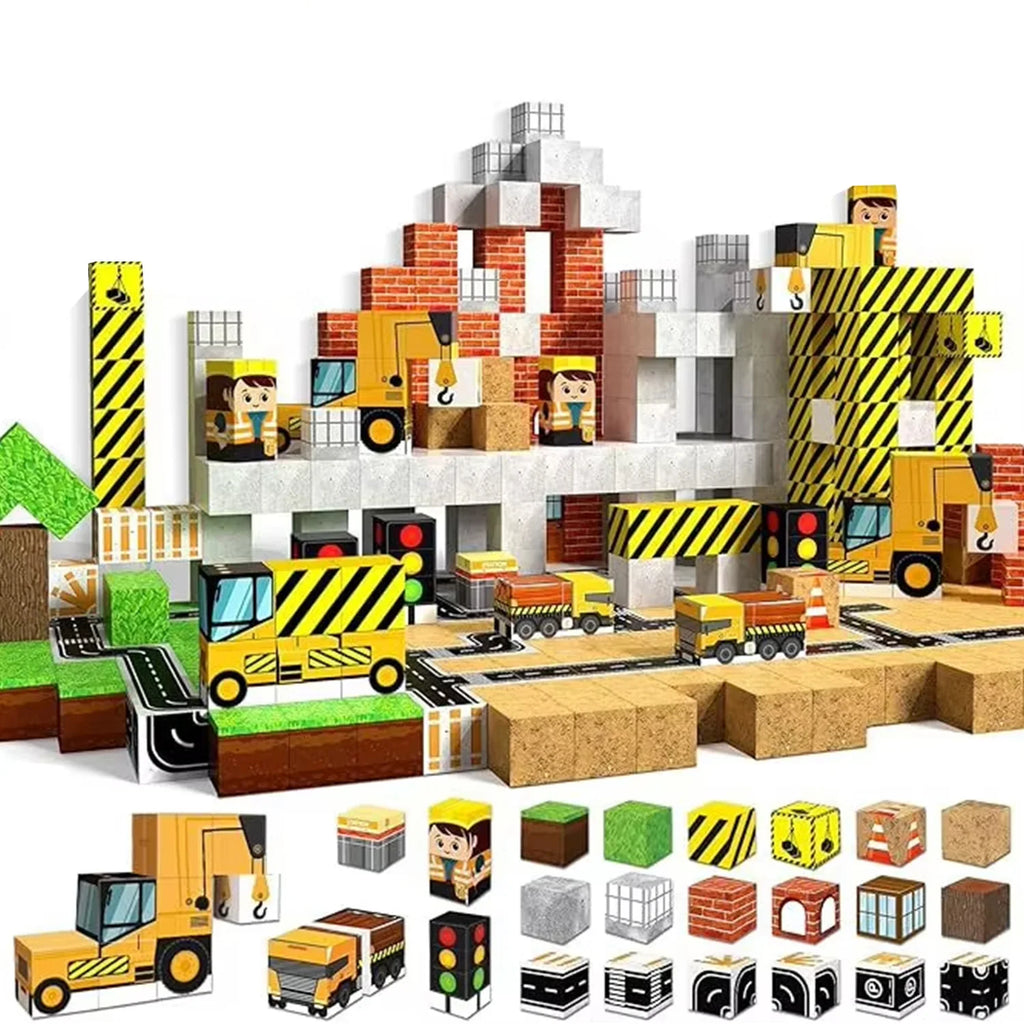 Sensory Montessori Stacking Cubes Construction Set Magnetic Building Blocks Magnet Cube Mine Set Toys Birthday Gift