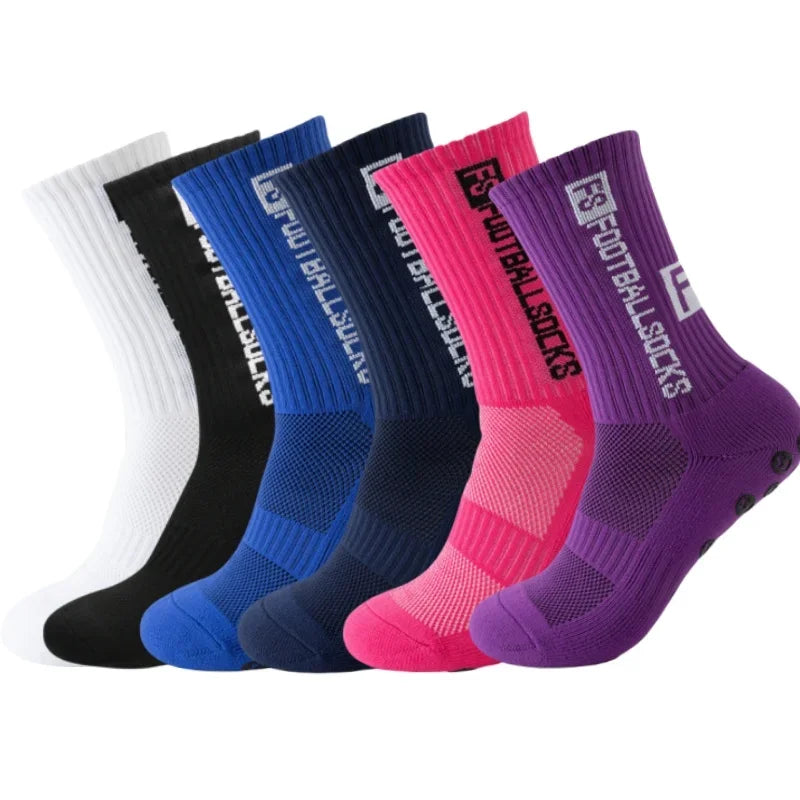 6Pairs/Lot FS Football Socks New Style Round Silicone Suction Cup Grip Anti Slip Soccer Socks Sports Men Baseball Rugby Socks