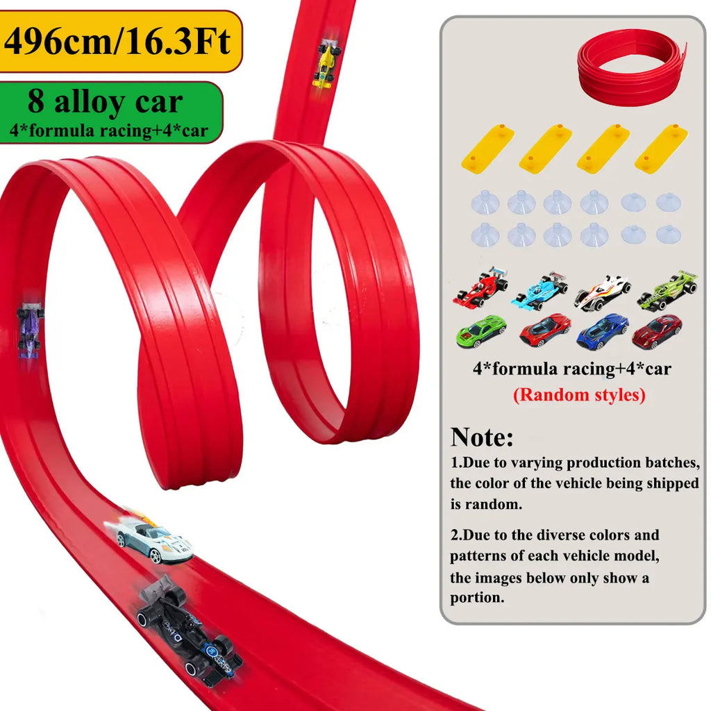 Net Bag/Box 13Ft/16.3Ft Flexible Track Toy & Mini Car DIY Competitive Rail Vehicle Game Educational Gift for Children Christmas