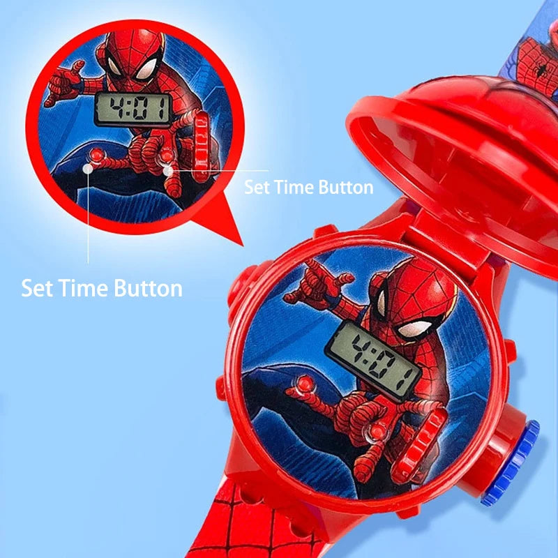 Fashion Spider-Man Projection Kids Watches for Boys Captain America Iron Man Children's Watch Digital Clock Student Toys Gifts