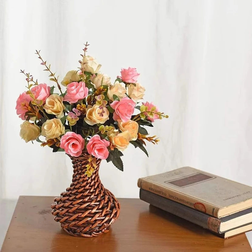 Artificial Flowers Silk Rose Wedding Home Festival Room Decoration Bride Bouquet Diy Scrapbooking Garland Wall Photography Props