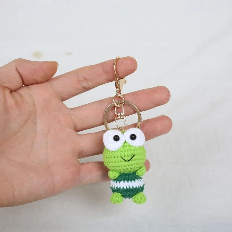 Cute Frog Doll Crochet Keychain Funny Frog Doll Keychain Pendant Handmaking Knitted Frog Keyring Wholesale Custom Accessories