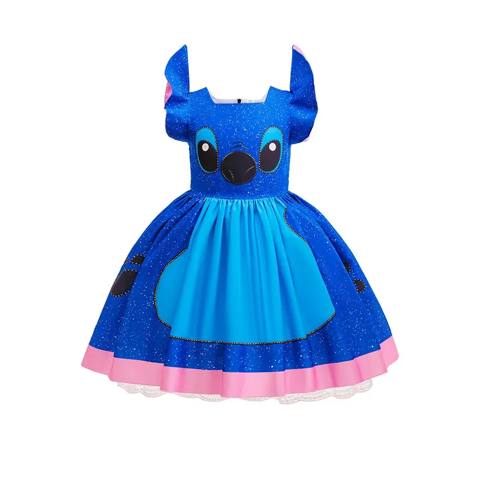 Girls Stitch Cosplay Dress Cute Cartoon Disney Movie Style Costume for Halloween Carnival Stage Performances & Kids' Dress-Up