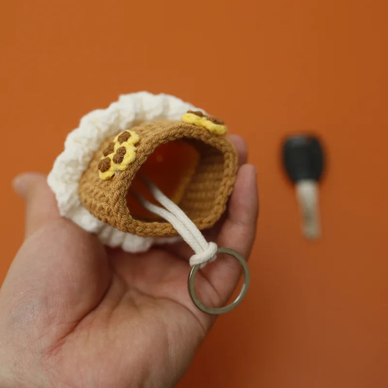 Cute Animal Doll Crochet Keychains For Keys Storage Funny Puppy Series Knitted Bag For Car Keys Holder Keyrings Custom Wholesale