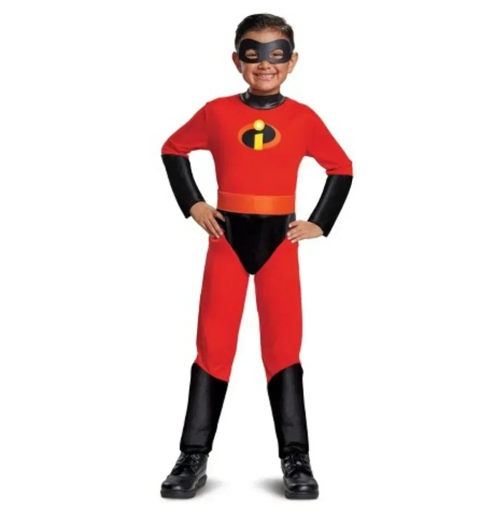 Kids The Incredibles Cosplay Costume Anime The Incredibles Red Jumpsuit Bodysuit Mask Full Set Halloween Costumes for Men Women