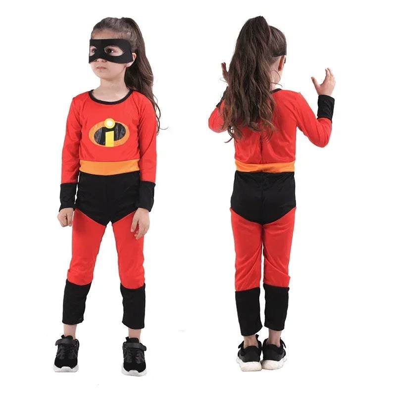 Kids The Incredibles Cosplay Costume Anime The Incredibles Red Jumpsuit Bodysuit Mask Full Set Halloween Costumes for Men Women
