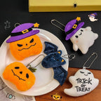Halloween Plush Keychain for Women Pumpkin Ghost Bat Witch Hat Trick or Treat Cartoon Bag Charm Party Gifts Keychain Accessories
