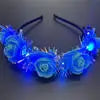 Luminous Rose Flower Headband LED Light up Wreath for Women Girl Bridal Wedding Party Hairband Christmas Valentine's Day Gifts