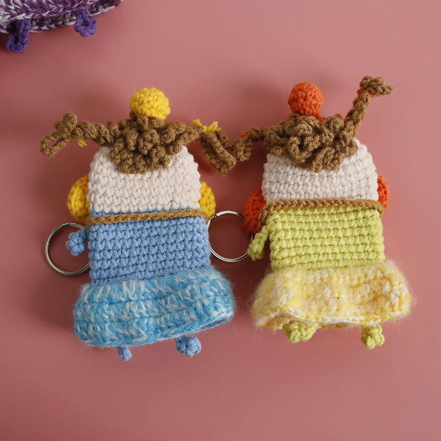 Funny Crochet Keychains Knitting Cute Sausage Mouth Doll Key Holder Knitted Storage Bag Keyrings For Car Keys Wholesale Custom