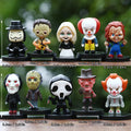 10PCS Horror Film Series Jason Freddy Clown Action Figure Toys PVC Model Halloween Gift Vinyl Figurine Doll Gift