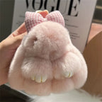 Plush Key Chains Bag Hanging Pendant Car Key Ring Mini Rabbit Hair Bow Bag Strap Cute Bunny Couple Keychain