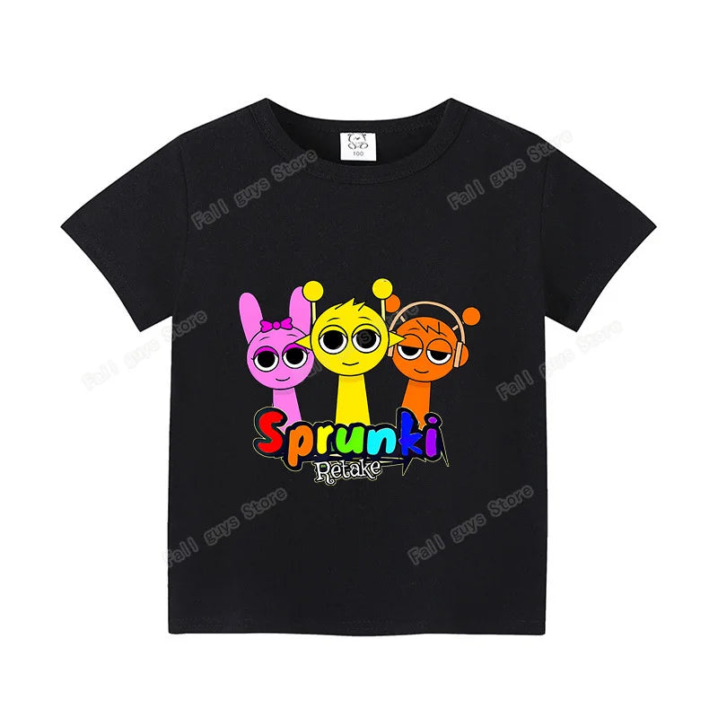 Sprunkis T-shirts Cartoon Oren Wenda Outdoor Clothes Short Sleeve Summer Cute Base Top Funny Birthday Gift