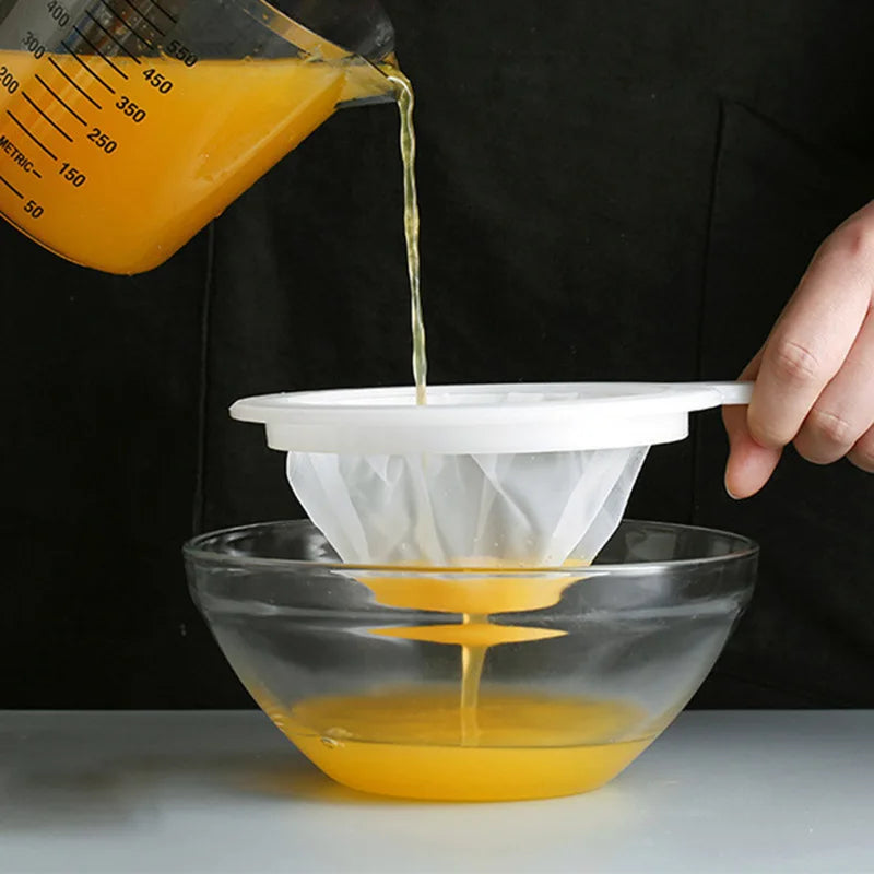 100/200/400 Mesh Washable Nylon Ultra Fine Filter Mesh Strainer Spoon Sieve Soy Milk Juice Coffee Tea Filter Kitchen Colander